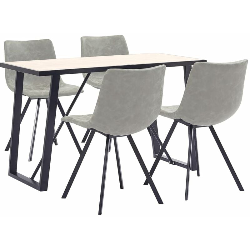 

vidaXL Juego de Comedor Cuero Sintético 5 Piezas Gris Claro - Gris