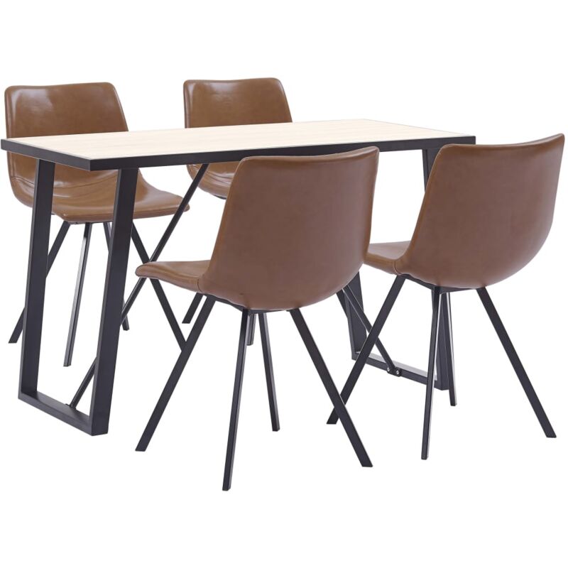 

vidaXL Juego de Comedor Cuero Sintético 5 Piezas Color Coñac - Marrón