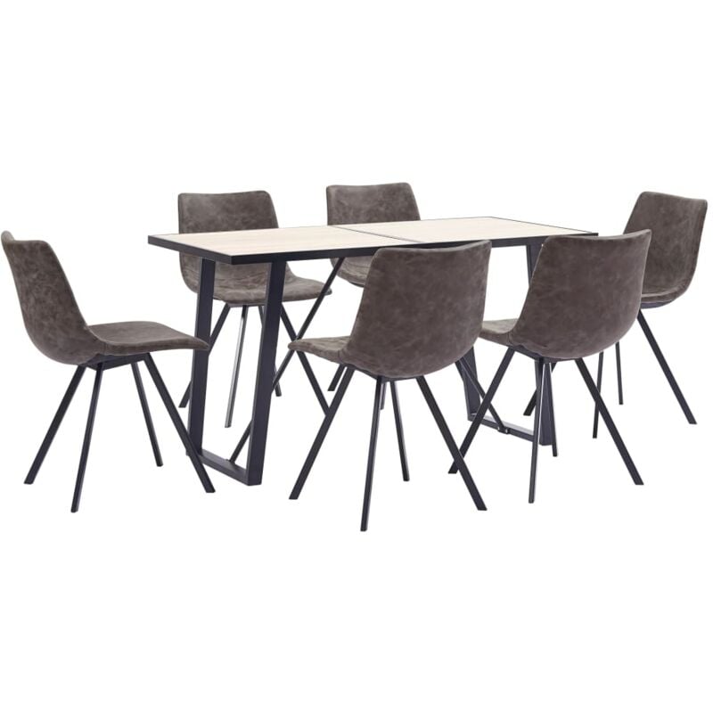 

Vidaxl - Juego de Comedor Cuero Sintético 7 Piezas Marrón - Marrón