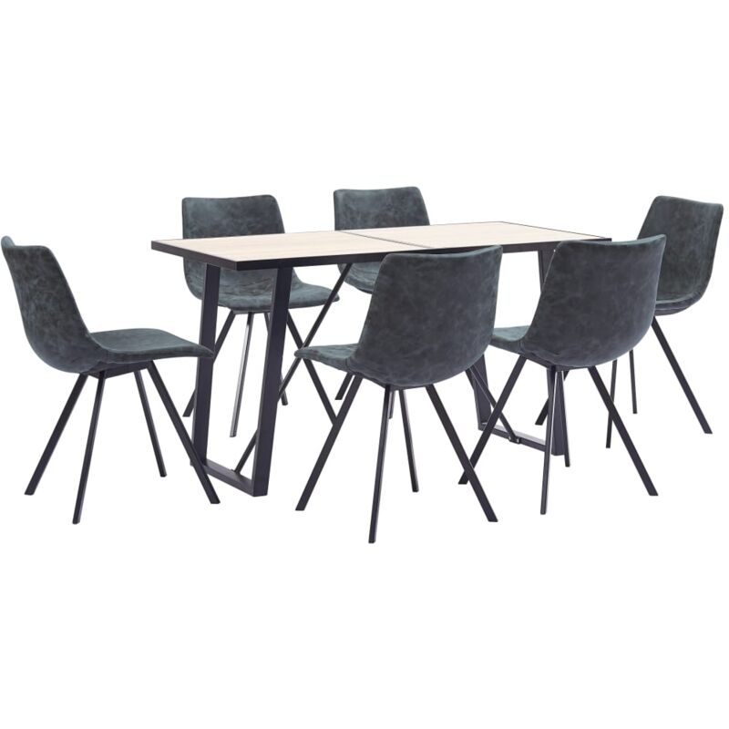 

vidaXL Juego de Comedor Cuero Sintético 7 Piezas Negro - Negro