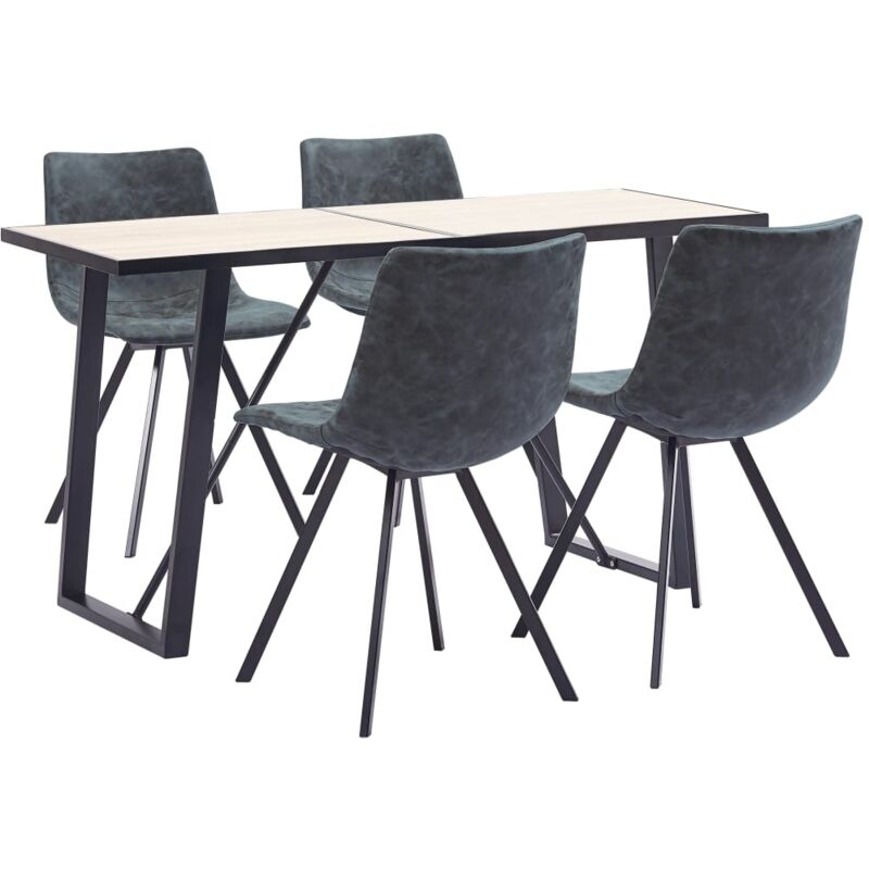 

vidaXL Juego de Comedor Cuero Sintético 5 Piezas Negro - Negro