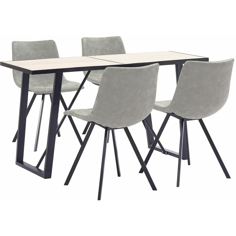 

vidaXL Juego de Comedor Cuero Sintético 5 Piezas Gris Claro - Gris