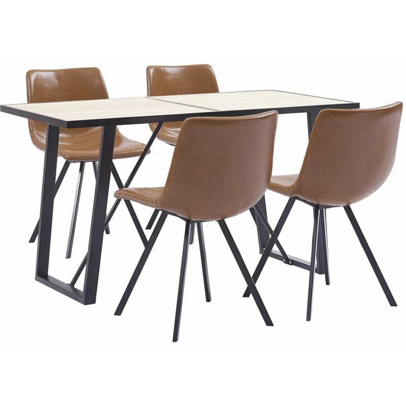 

vidaXL Juego de Comedor Cuero Sintético 5 Piezas Color Coñac - Marrón