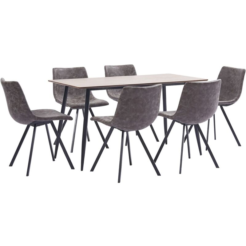 

Vidaxl - Juego de Comedor Cuero Sintético 7 Piezas Marrón - Marrón
