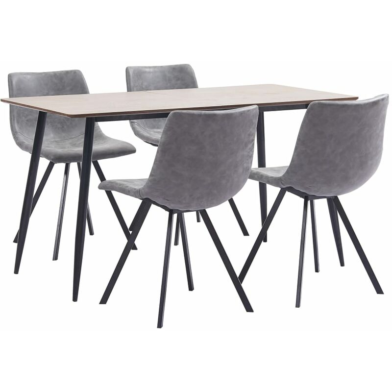 

vidaXL Juego de Comedor Cuero Sintético 5 Piezas Gris - Gris