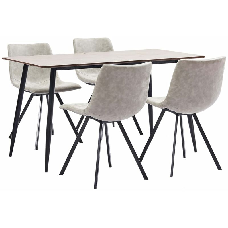 

vidaXL Juego de Comedor Cuero Sintético 5 Piezas Gris Claro - Gris