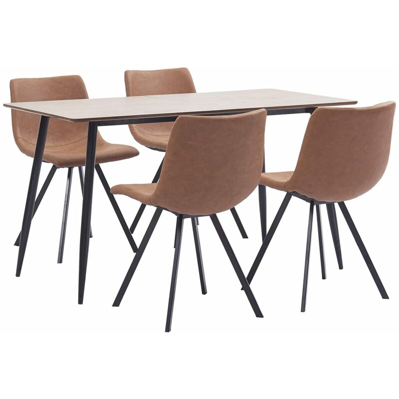 

vidaXL Juego de Comedor Cuero Sintético 5 Piezas Marrón Intermedio - Marrón