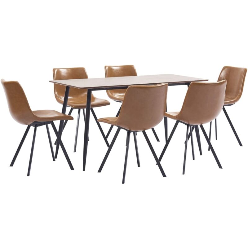 

vidaXL Juego de Comedor Cuero Sintético 7 Piezas Color Coñac - Marrón