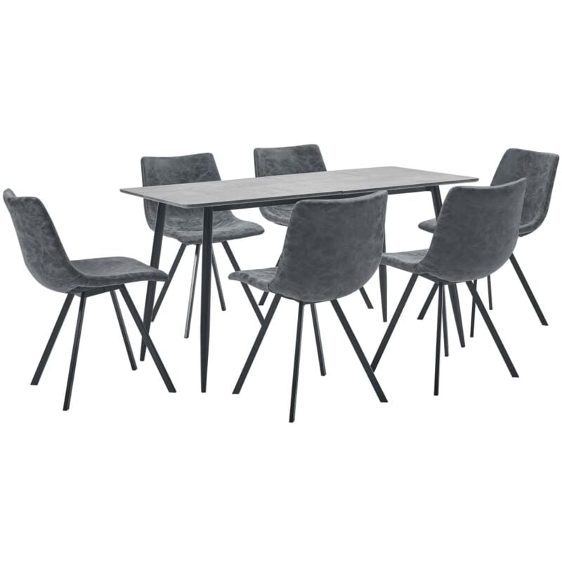 

vidaXL Juego de Comedor Cuero Sintético 7 Piezas Negro - Negro