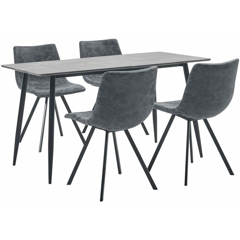 

vidaXL Juego de Comedor Cuero Sintético 5 Piezas Negro - Negro