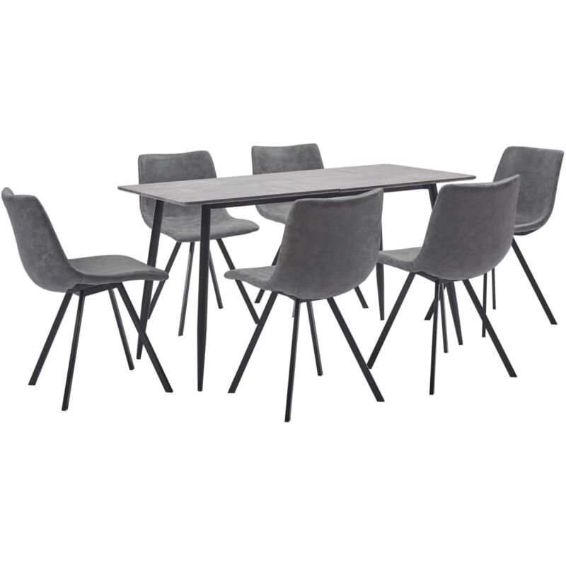 

vidaXL Juego de Comedor Cuero Sintético 7 Piezas Gris - Gris