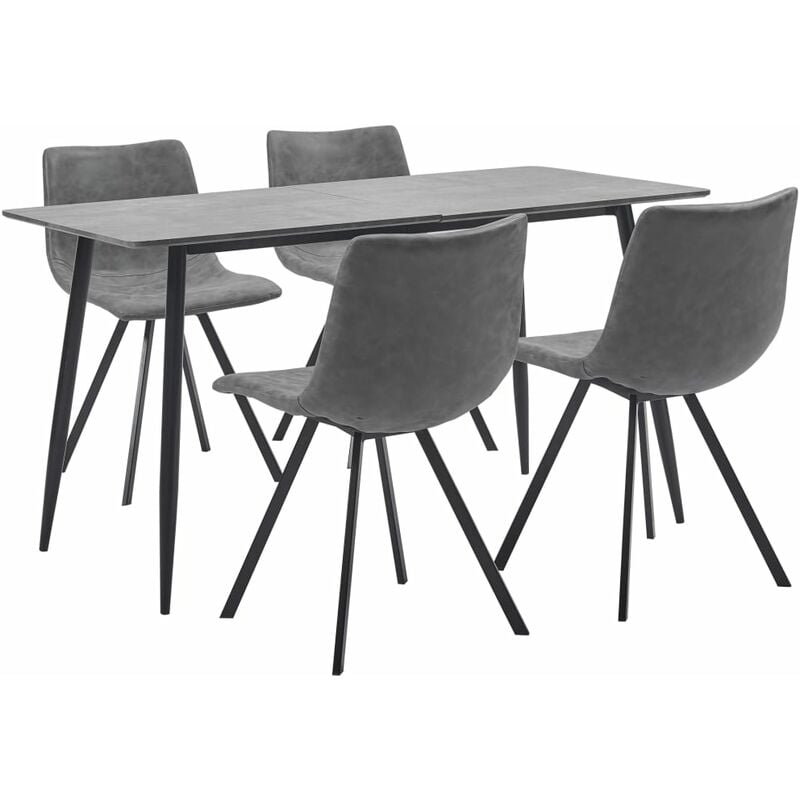 

vidaXL Juego de Comedor Cuero Sintético 5 Piezas Gris - Gris