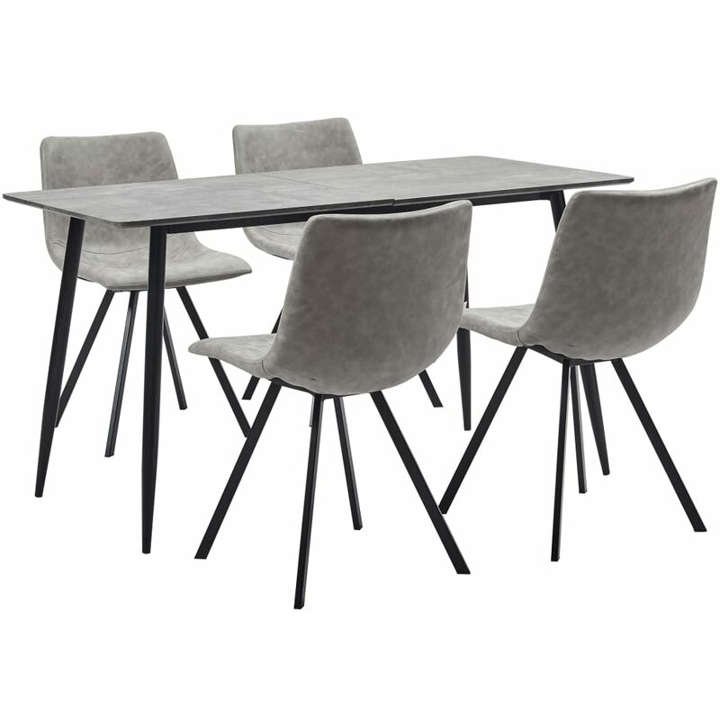 

vidaXL Juego de Comedor Cuero Sintético 5 Piezas Gris Claro - Gris