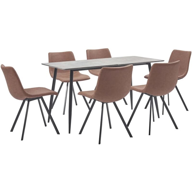 

vidaXL Juego de Comedor Cuero Sintético 7 Piezas Marrón Intermedio - Marrón
