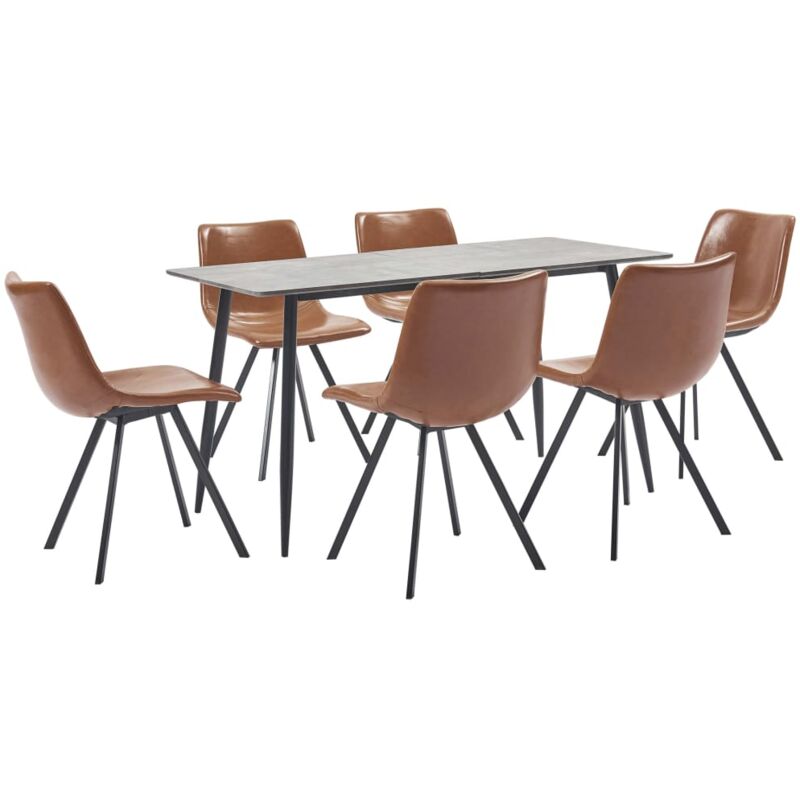 

vidaXL Juego de Comedor Cuero Sintético 7 Piezas Color Coñac - Marrón
