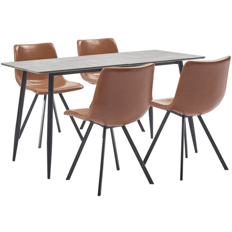 

vidaXL Juego de Comedor Cuero Sintético 5 Piezas Color Coñac - Marrón