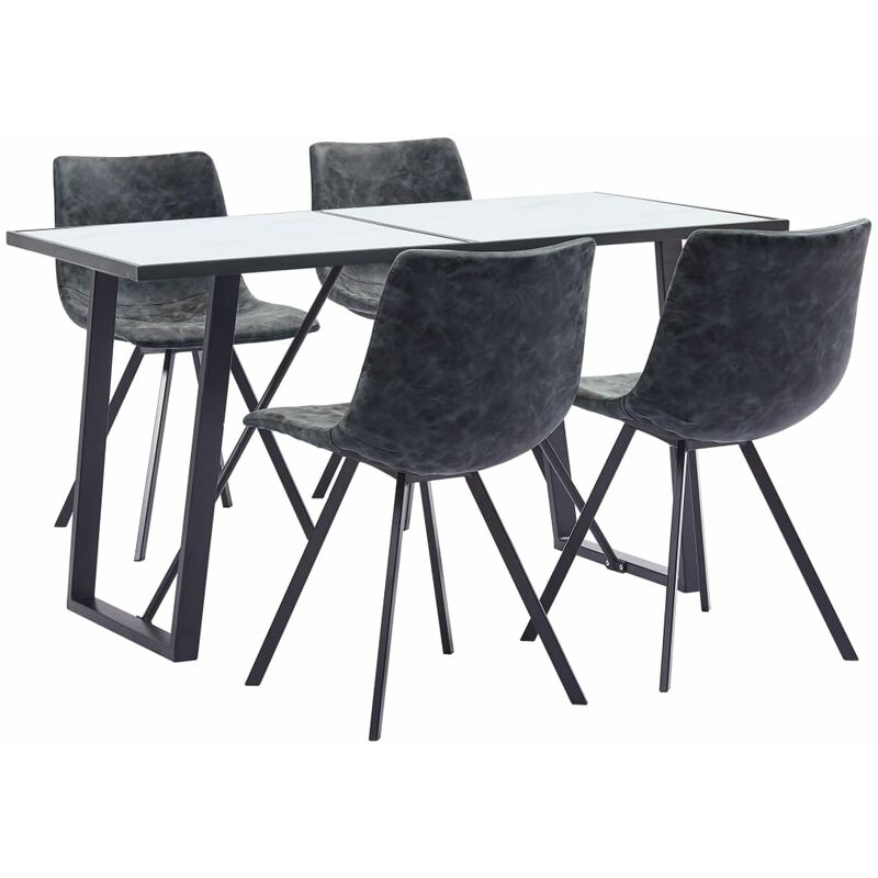 

vidaXL Juego de Comedor Cuero Sintético 5 Piezas Negro - Negro