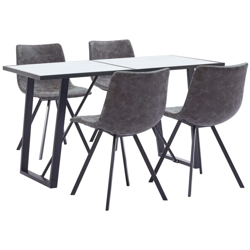 

vidaXL Juego de Comedor Cuero Sintético 5 Piezas Gris - Gris