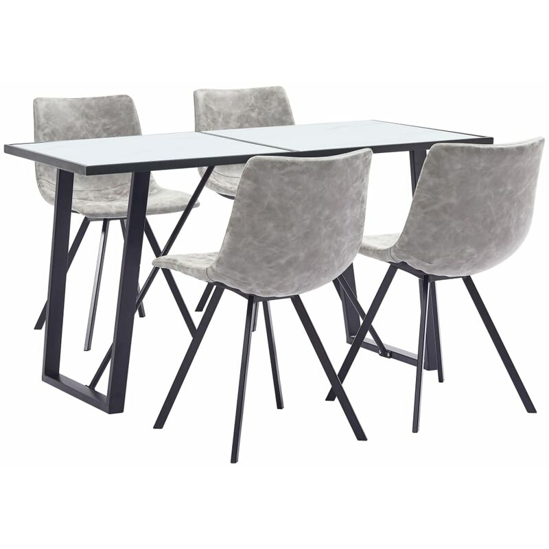 

vidaXL Juego de Comedor Cuero Sintético 5 Piezas Gris Claro - Gris