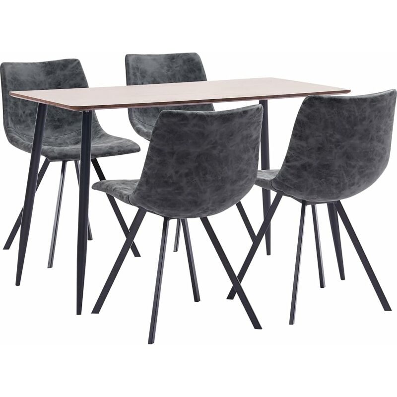 

vidaXL Juego de Comedor Cuero Sintético 5 Piezas Negro - Negro