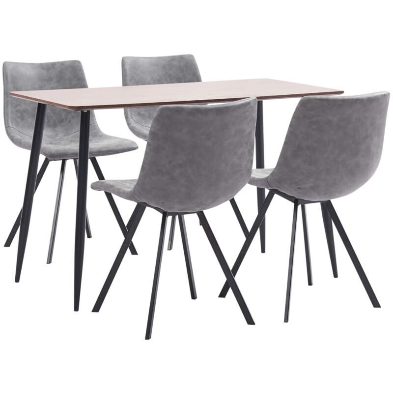 

vidaXL Juego de Comedor Cuero Sintético 5 Piezas Gris - Gris