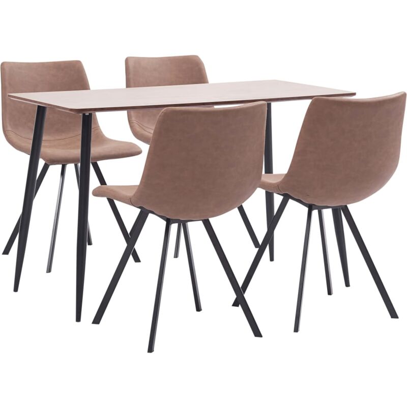 

vidaXL Juego de Comedor Cuero Sintético 5 Piezas Marrón Intermedio - Marrón
