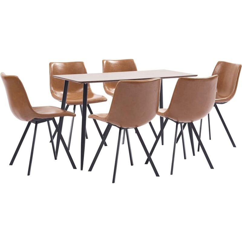 

vidaXL Juego de Comedor Cuero Sintético 7 Piezas Color Coñac - Marrón