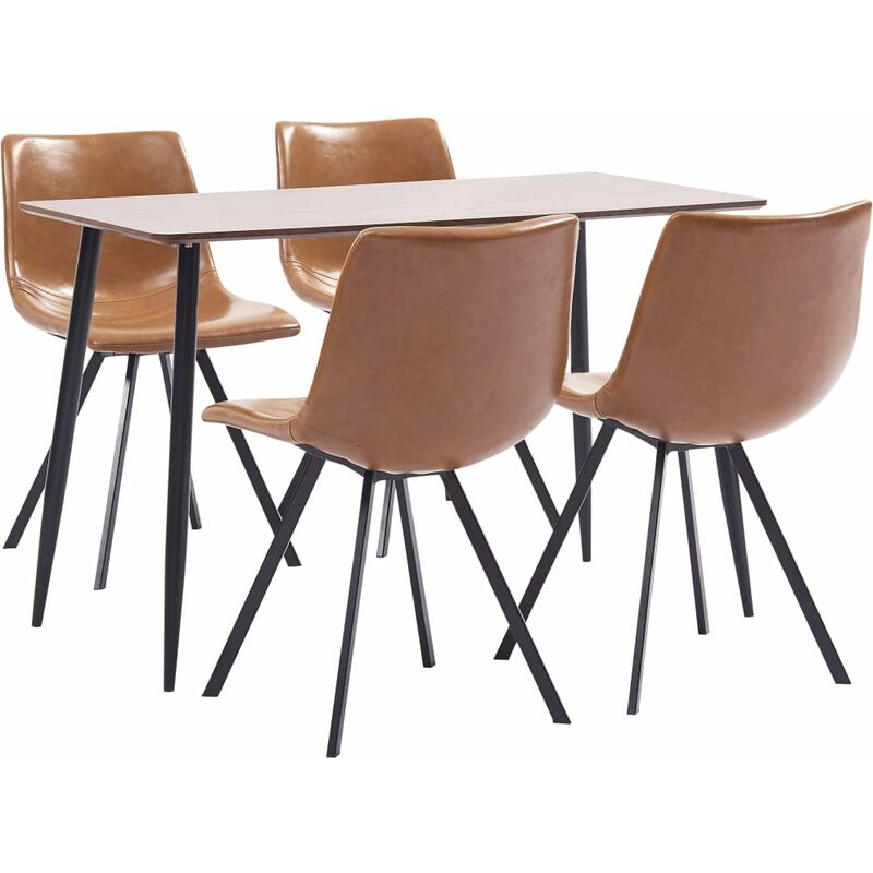 

vidaXL Juego de Comedor Cuero Sintético 5 Piezas Color Coñac - Marrón