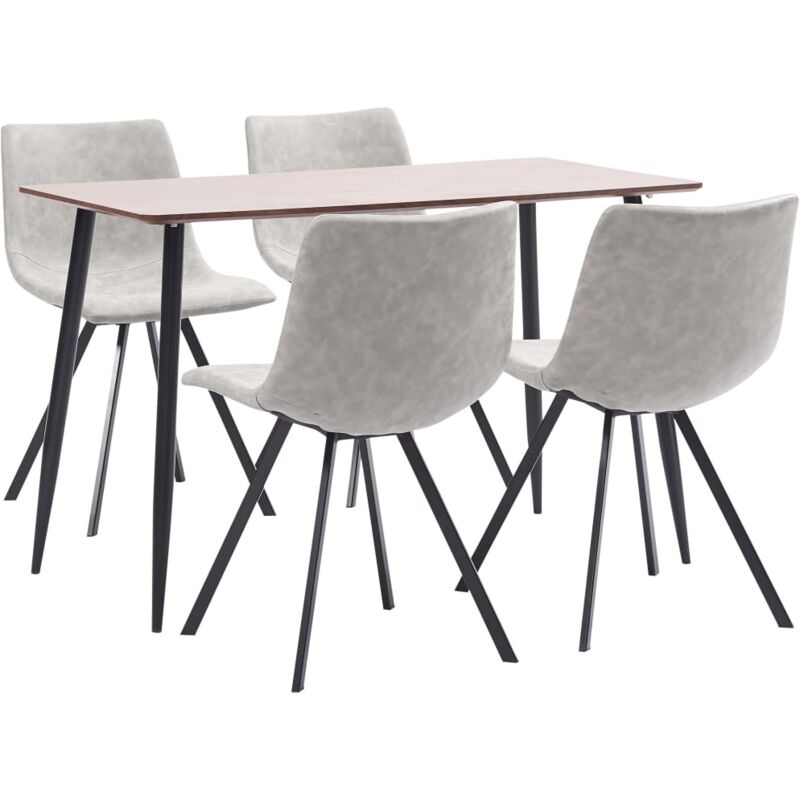 

vidaXL Juego de Comedor Cuero Sintético 5 Piezas Gris Claro - Gris