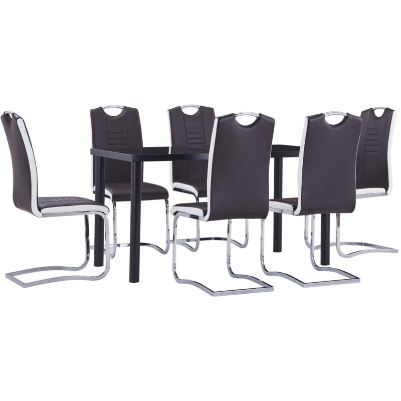 

vidaXL Juego de Comedor Cuero Sintético 7 Piezas Marrón - Marrón