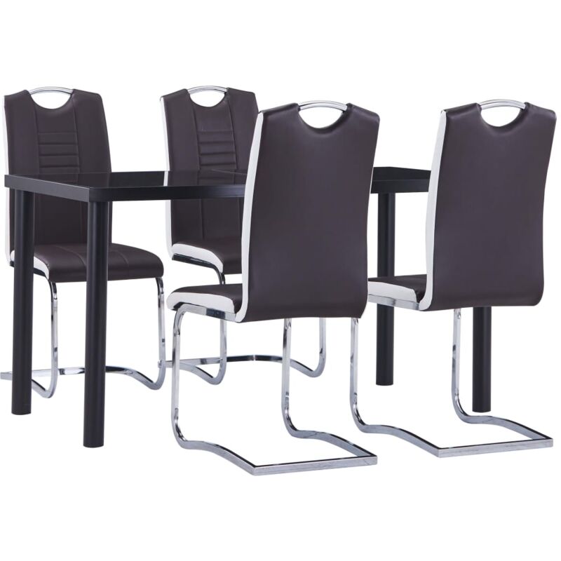 

vidaXL Juego de Comedor Cuero Sintético 5 Piezas Marrón - Marrón