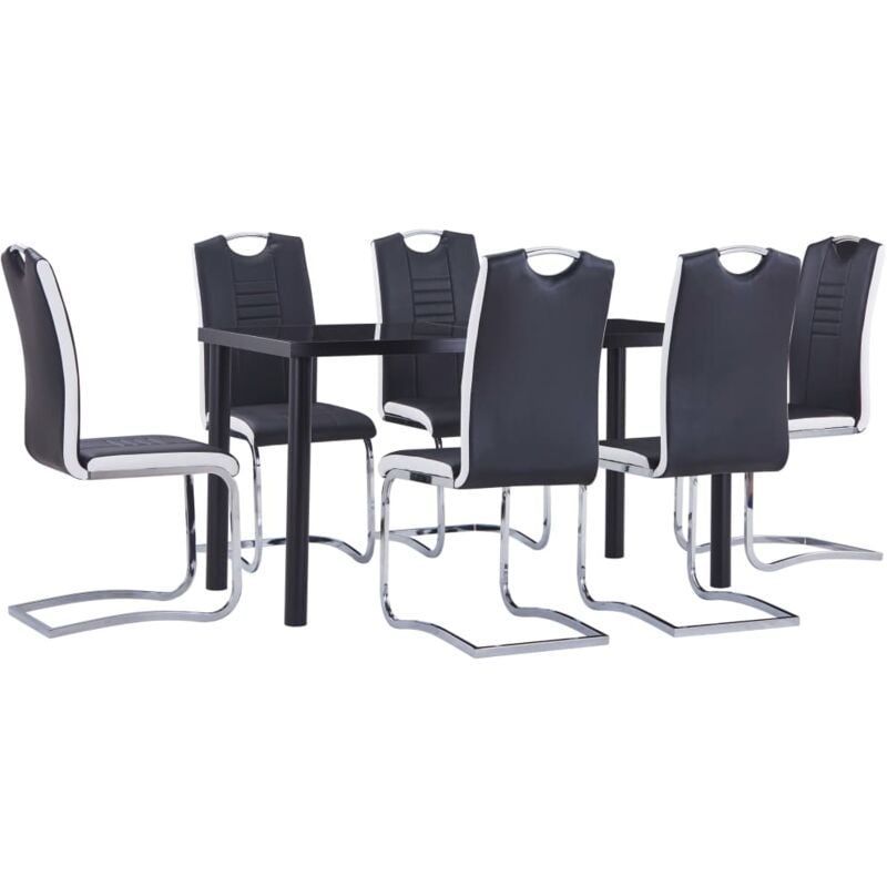 

vidaXL Juego de Comedor Cuero Sintético 7 Piezas Negro - Negro
