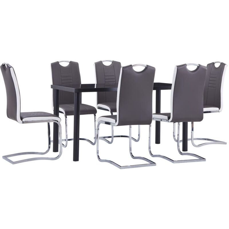 

vidaXL Juego de Comedor Cuero Sintético 7 Piezas Gris - Gris
