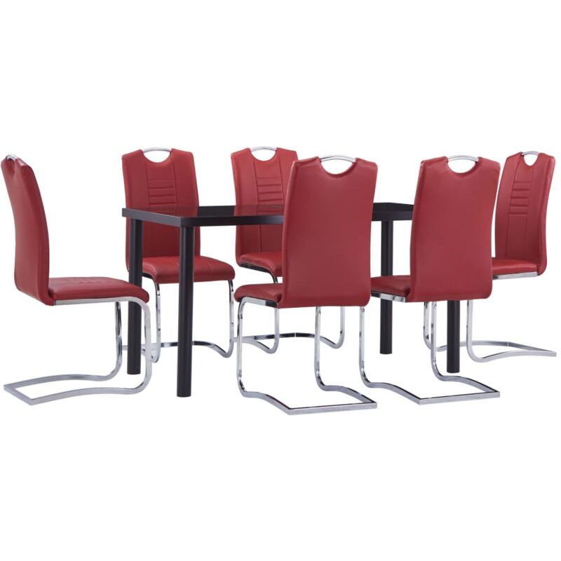 

vidaXL Juego de Comedor Cuero Sintético 7 Piezas Rojo - Rojo