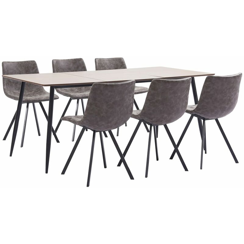 

Vidaxl - Juego de Comedor Cuero Sintético 7 Piezas Marrón - Marrón