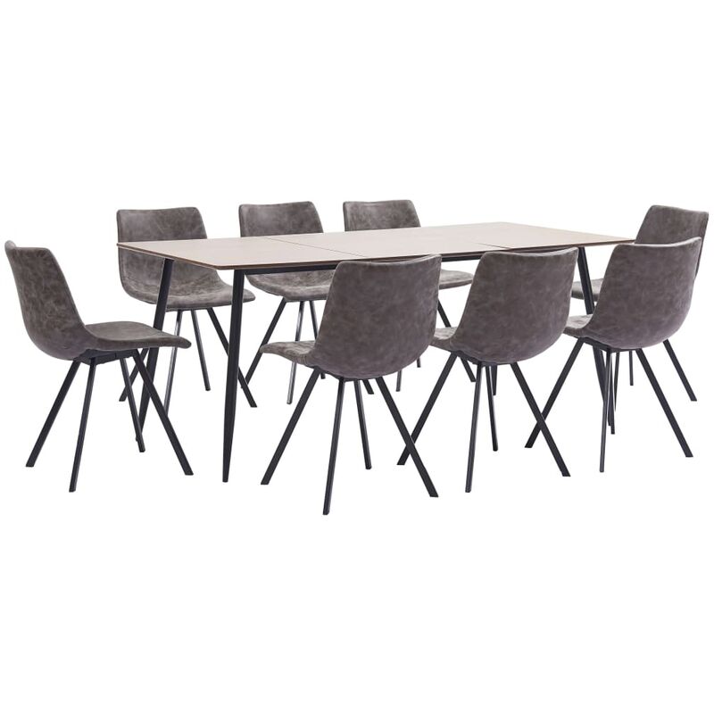 

vidaXL Juego de Comedor Cuero Sintético 9 Piezas Marrón - Marrón