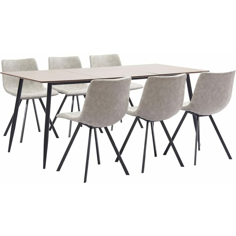 

vidaXL Juego de Comedor Cuero Sintético 7 Piezas Gris Claro - Gris