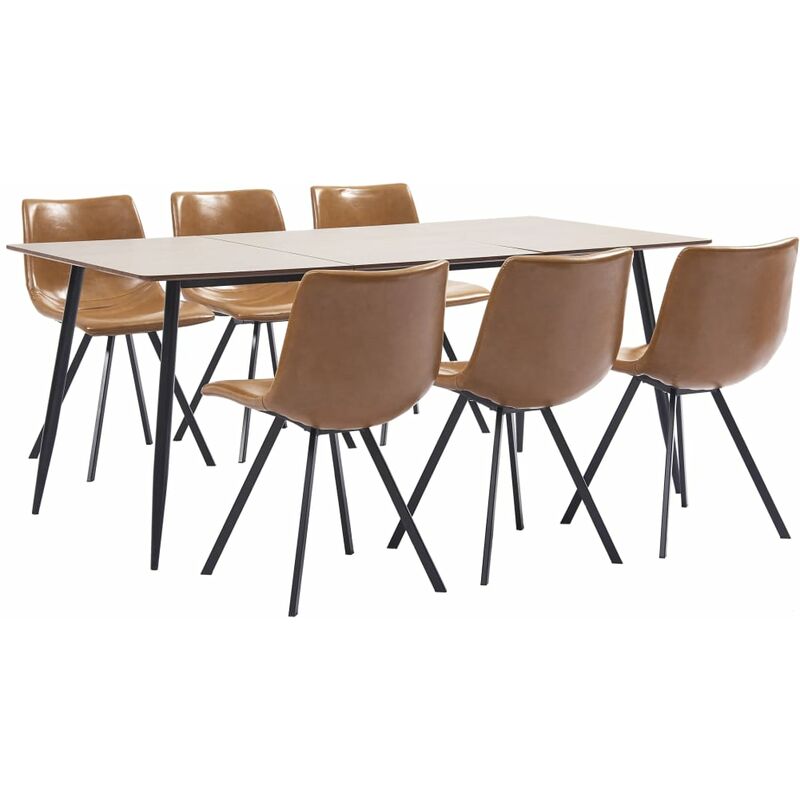 

vidaXL Juego de Comedor Cuero Sintético 7 Piezas Color Coñac - Marrón