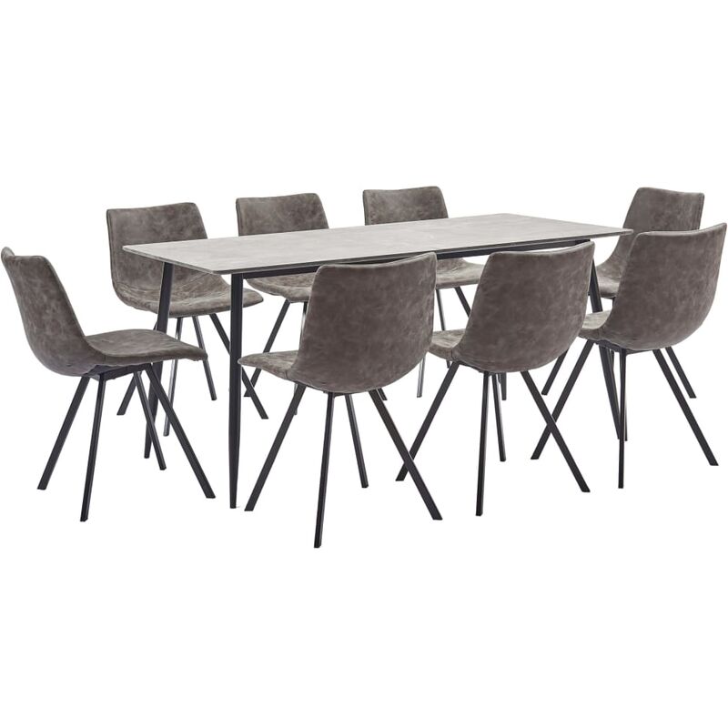

vidaXL Juego de Comedor Cuero Sintético 9 Piezas Marrón - Marrón