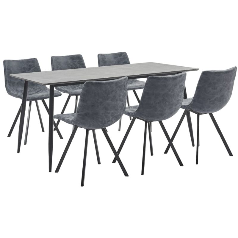 

vidaXL Juego de Comedor Cuero Sintético 7 Piezas Negro - Negro