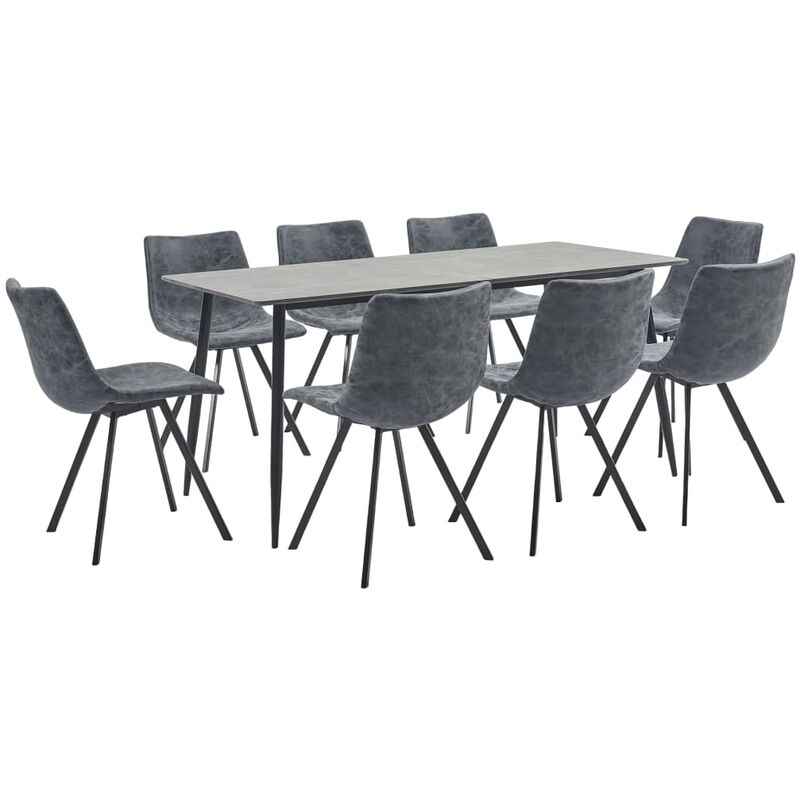 

vidaXL Juego de Comedor Cuero Sintético 9 Piezas Negro - Negro