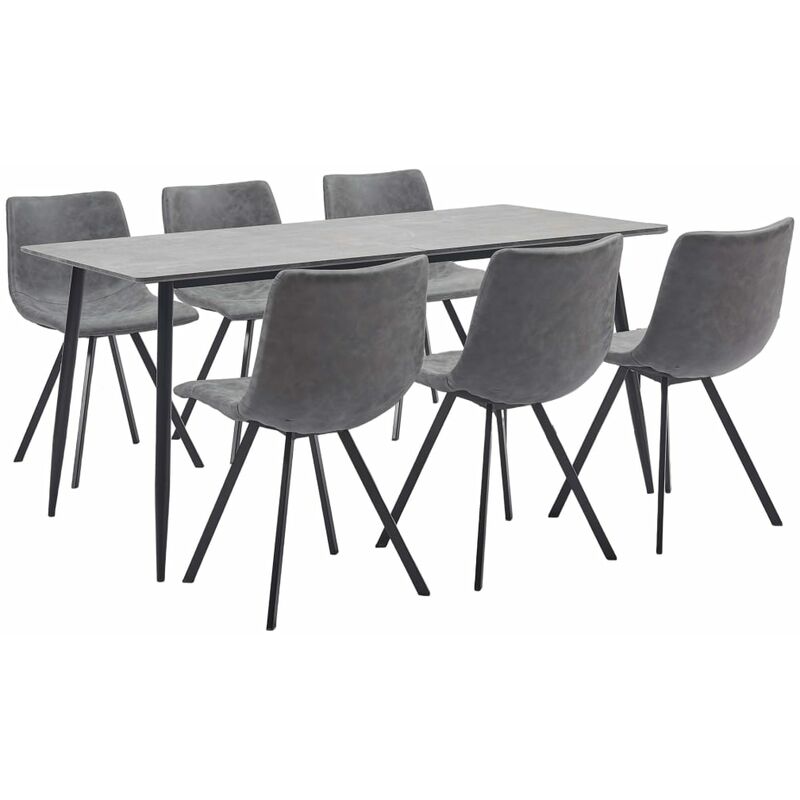 

vidaXL Juego de Comedor Cuero Sintético 7 Piezas Gris - Gris