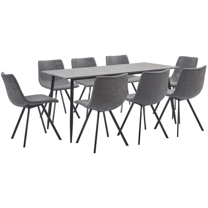 

vidaXL Juego de Comedor Cuero Sintético 9 Piezas Gris - Gris