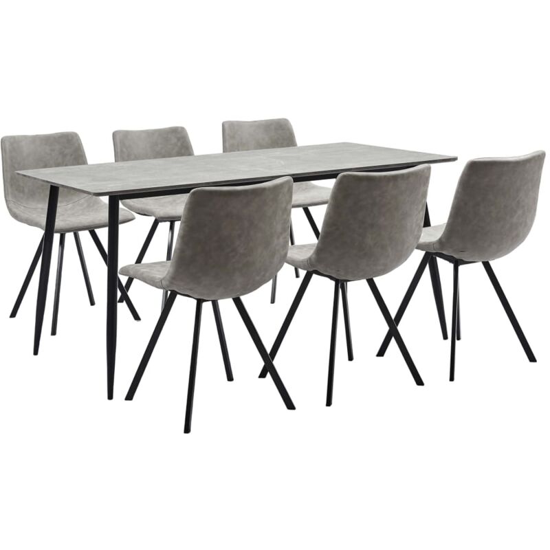 

vidaXL Juego de Comedor Cuero Sintético 7 Piezas Gris Claro - Gris