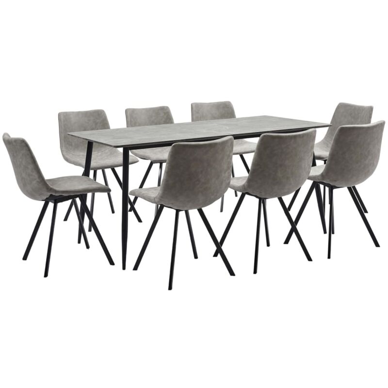 

vidaXL Juego de Comedor Cuero Sintético 9 Piezas Gris Claro - Gris