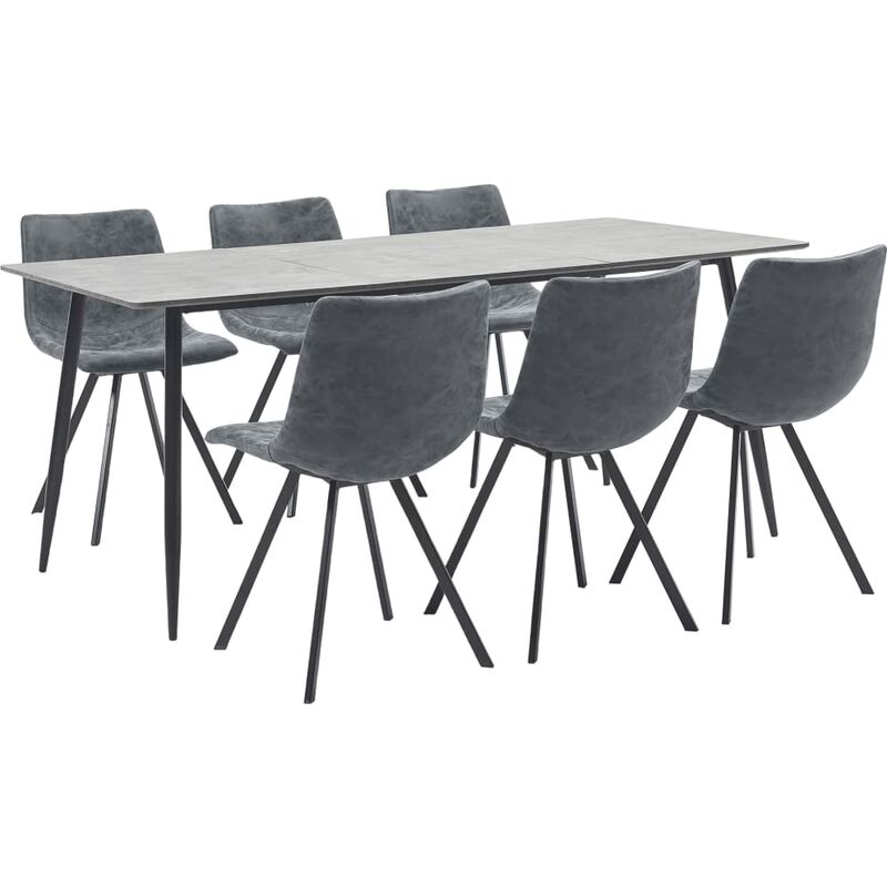 

vidaXL Juego de Comedor Cuero Sintético 7 Piezas Negro - Negro