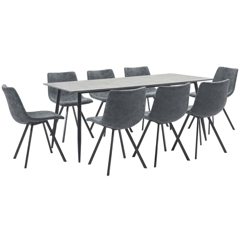 

vidaXL Juego de Comedor Cuero Sintético 9 Piezas Negro - Negro