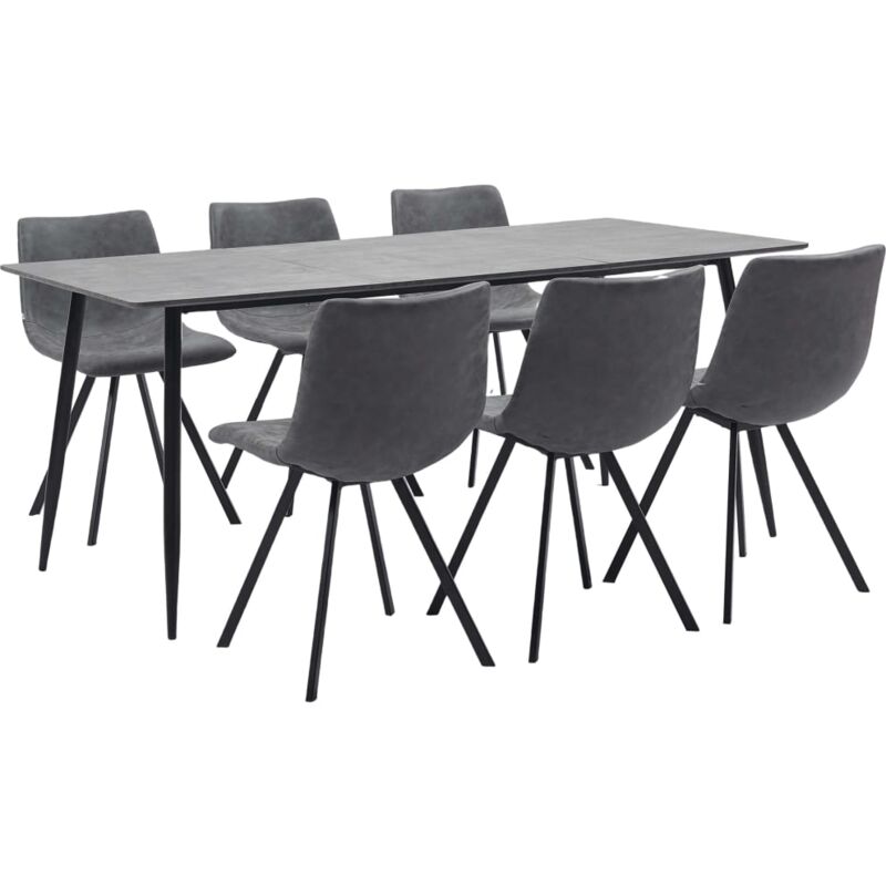 

vidaXL Juego de Comedor Cuero Sintético 7 Piezas Gris - Gris