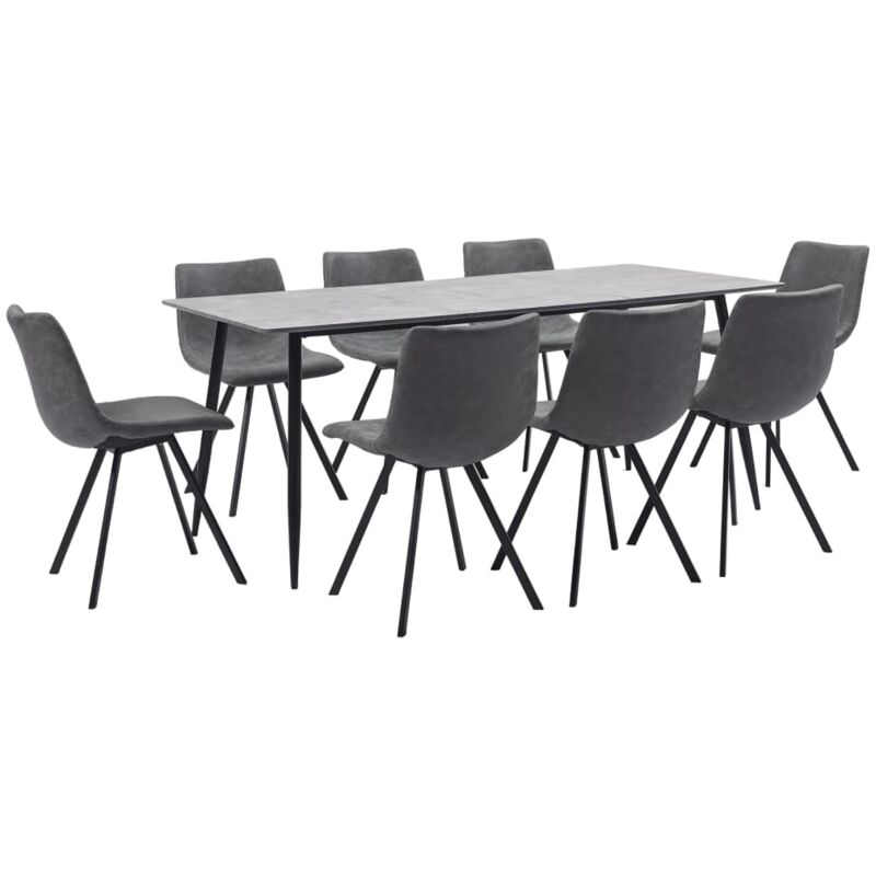 

vidaXL Juego de Comedor Cuero Sintético 9 Piezas Gris - Gris