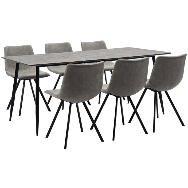 

vidaXL Juego de Comedor Cuero Sintético 7 Piezas Gris Claro - Gris